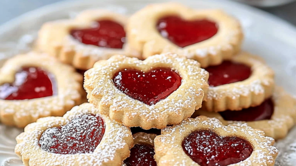 Linzer Strawberry Heart Cookies Recipe