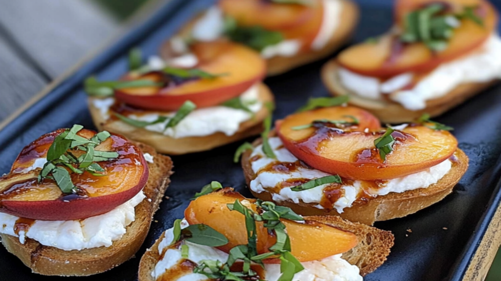 Peach Burrata Crostini Appetizer Recipe