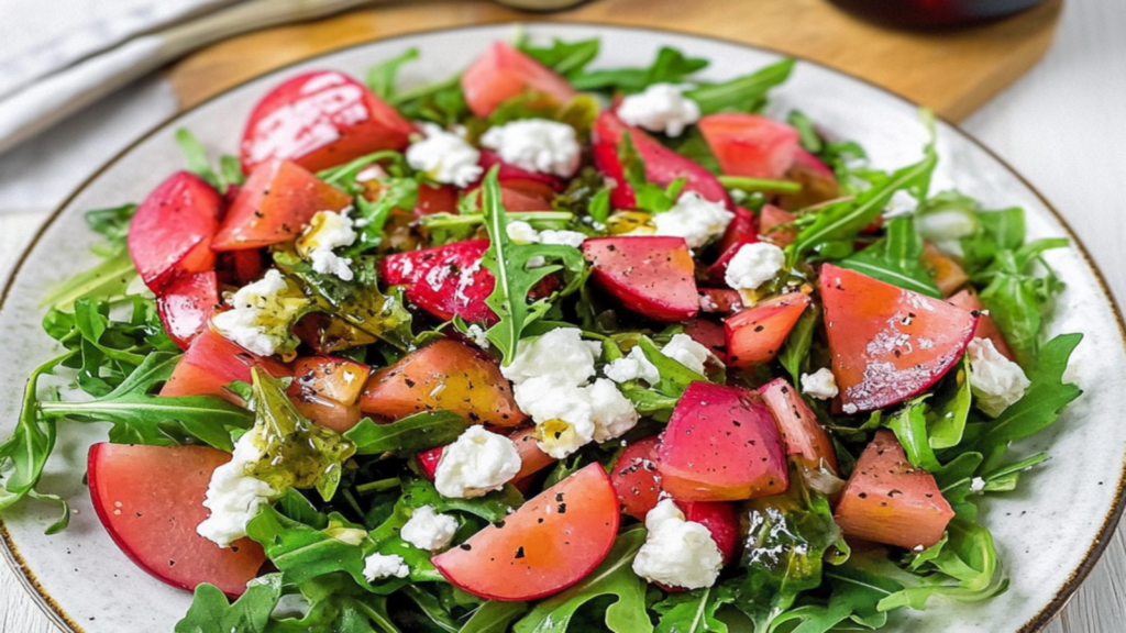 Rhubarb Salad Recipe with Arugula & Goat Cheese