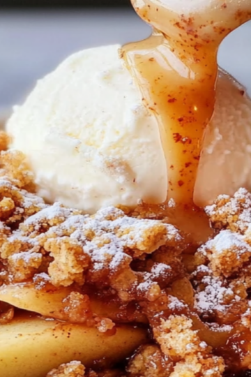 Skillet Apple Crisp with Ice Cream Delight