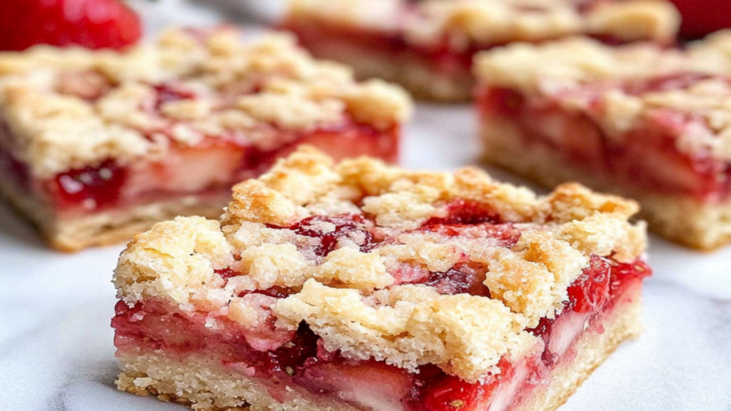 Strawberry Rhubarb Shortbread Bars Recipe