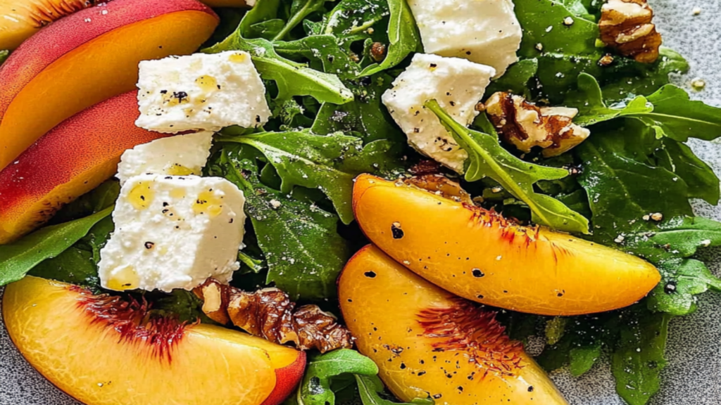 Summer Peach Salad with Feta & Arugula Recipe