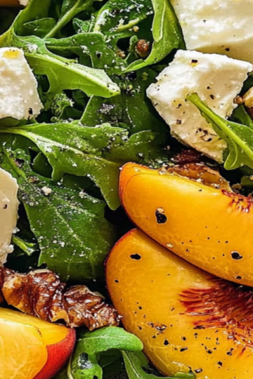 Summer Peach Salad with Feta & Arugula Recipe