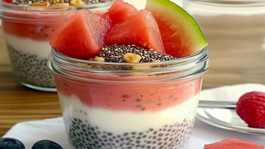 Refreshing Watermelon Chia Pudding Breakfast Jar Recipe