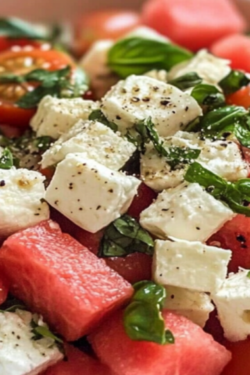 Refreshing Watermelon and Tomato Salad with Basil Delight