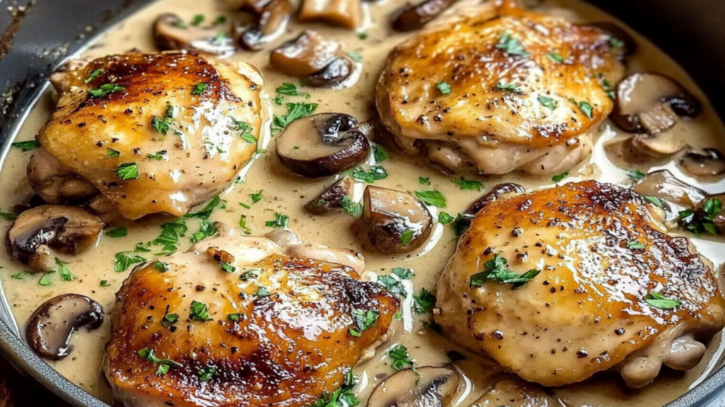 Creamy Garlic Mushroom Chicken Thighs: A Flavorful Delight