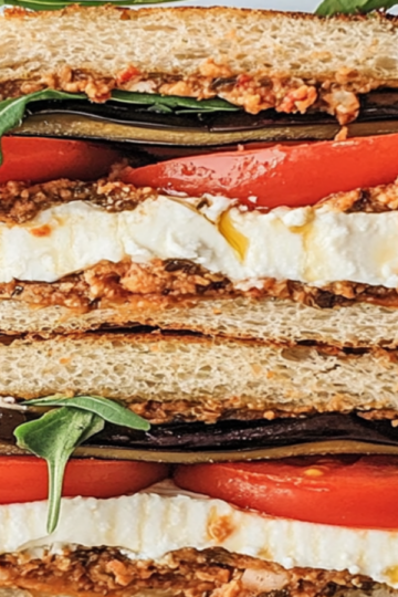 Eggplant and Feta Sandwich with Olive Spread