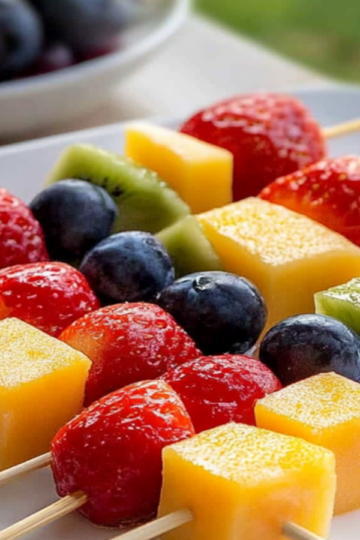 Colorful Fruit and Cheese Kabobs for Lunch Boxes