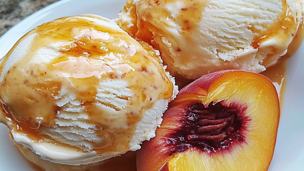 Creamy Peach Ice Cream with Fresh Fruit Delight