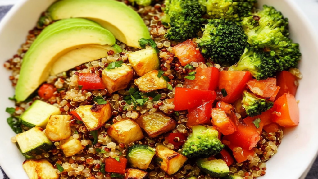 Quinoa and Roasted Veggie Bowls for Lunch Boxes