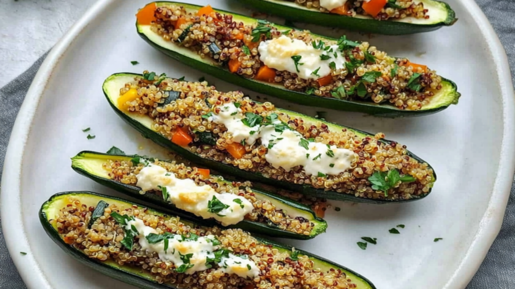 Stuffed Zucchini Boats with Quinoa Recipe