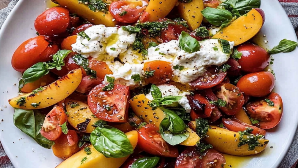 Tomato Peach Burrata Salad Recipe to Impress