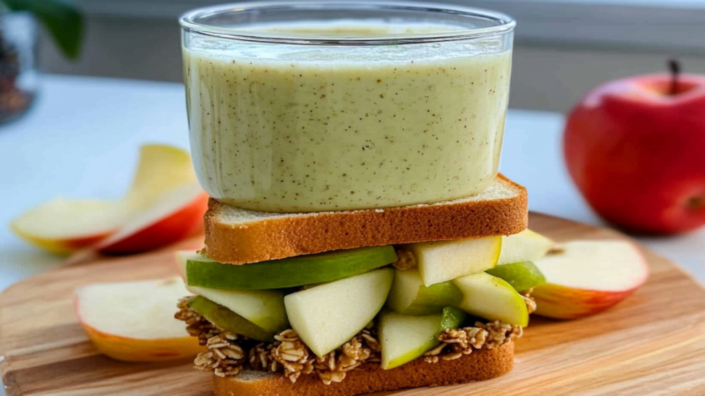 Crunchy Apple Sandwich with Granola & Yogurt Snack