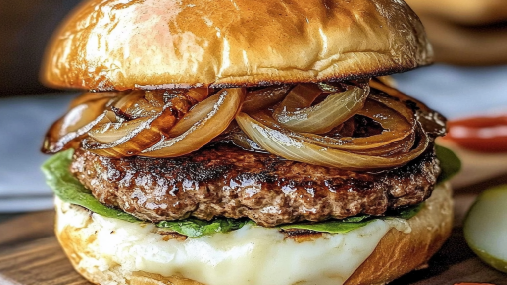 Beef Burger with Caramelized Onions Recipe