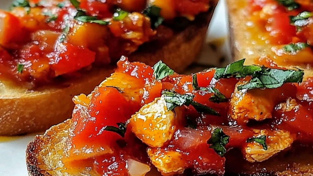 Spicy Buffalo Chicken Bruschetta Appetizer Delight