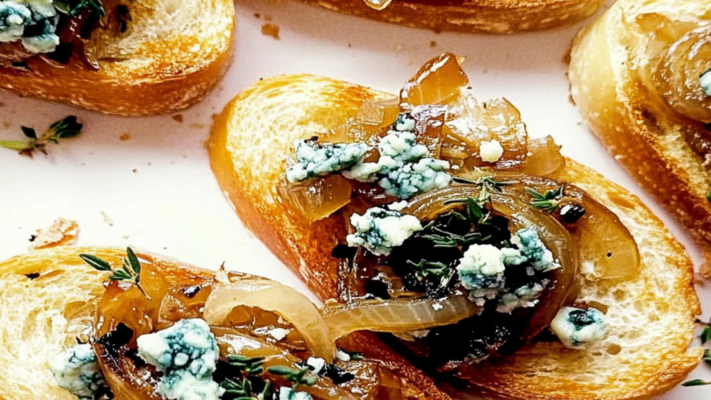 Caramelized Onion and Blue Cheese Bruschetta