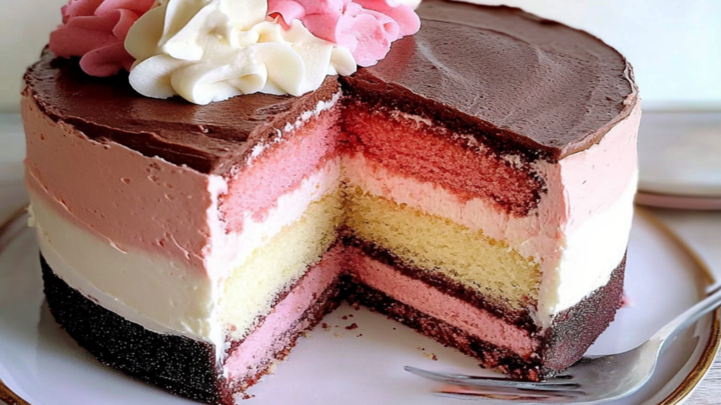 Indulge in Classic Neapolitan Layer Cake Delight
