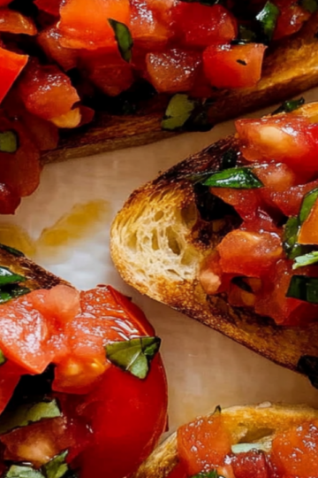 Classic Tomato Basil Bruschetta Appetizer