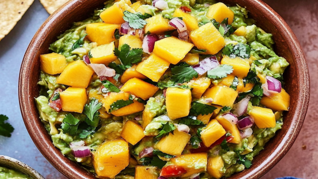 Zesty Fresh Guacamole with Mango Chunks Recipe Delight
