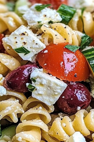 Refreshing Greek Pasta Salad with Feta and Cucumbers