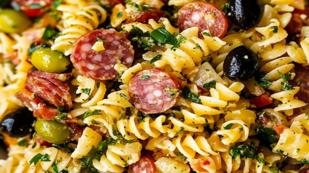 Italian Pasta Salad with Salami & Olives