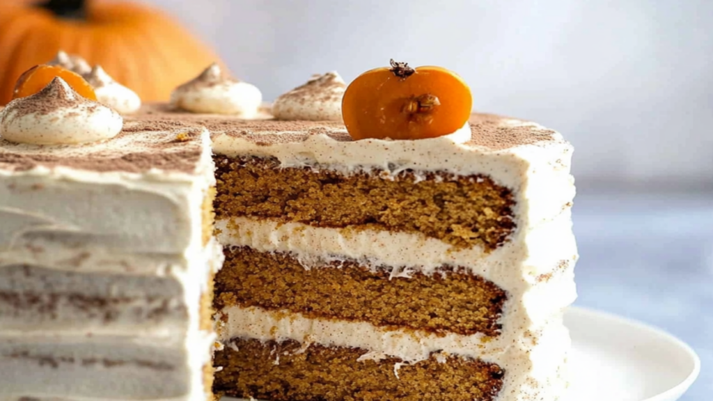 Layered Pumpkin Spice Cake with Cinnamon Buttercream
