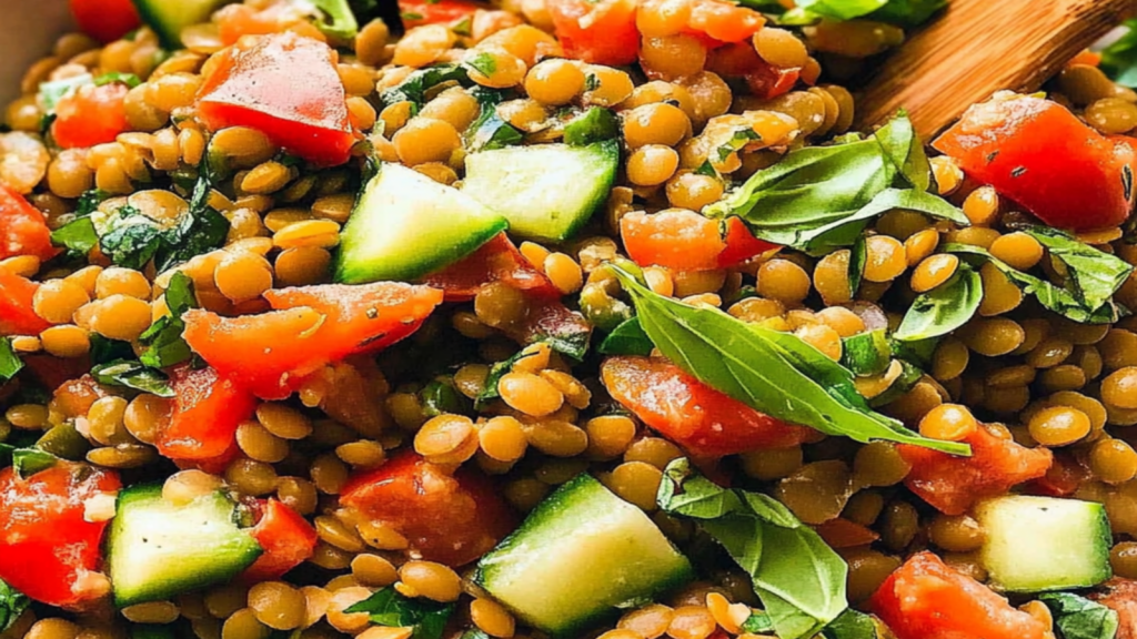 Refreshing Lentil Tomato Basil Summer Salad Recipe