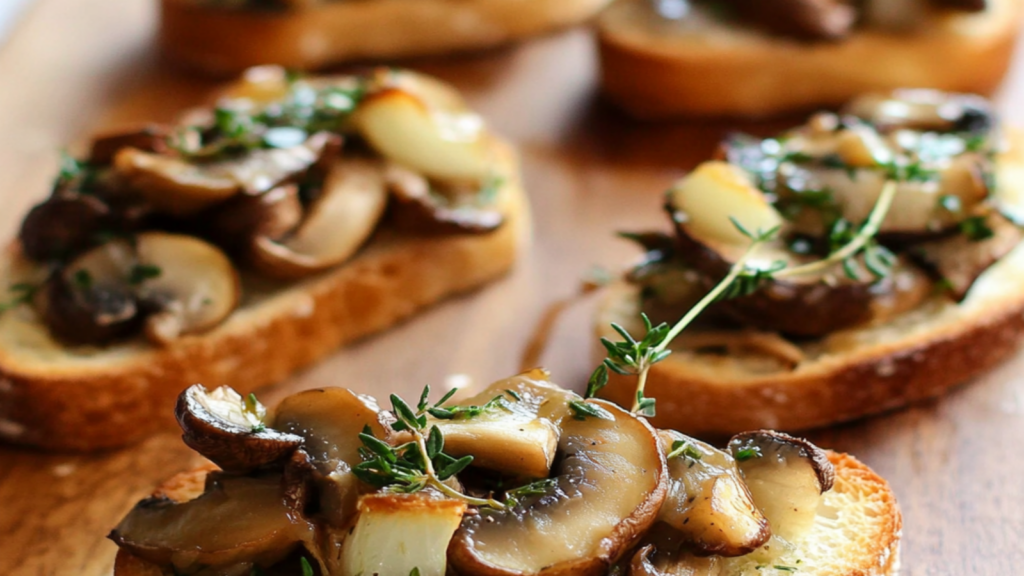 Mushroom and Thyme Bruschetta Appetizer
