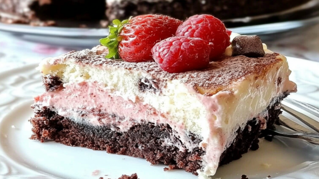 Neapolitan Brownie Bottom Cake Recipe