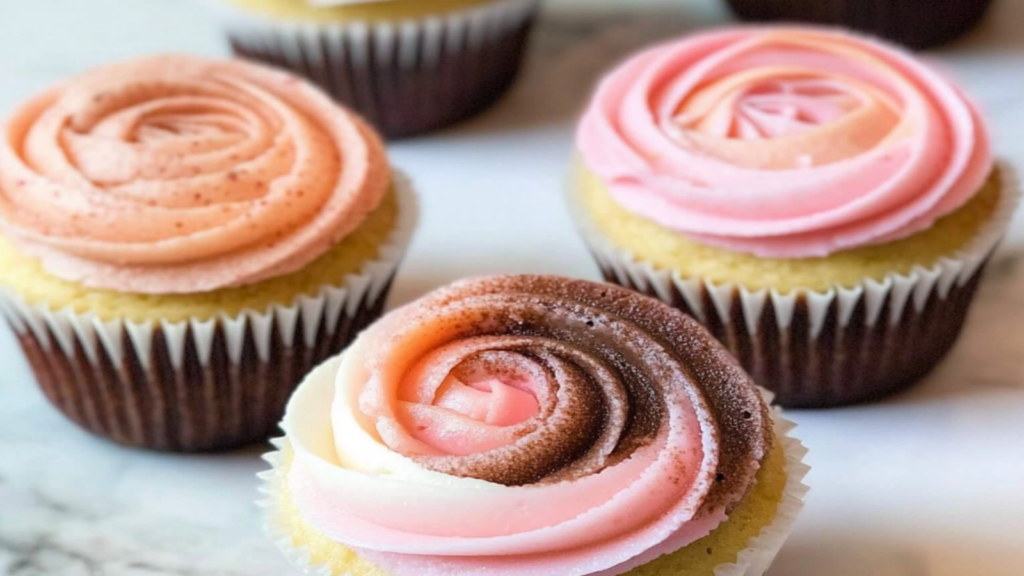 Neapolitan Cupcakes with Tri-Color Swirl Recipe