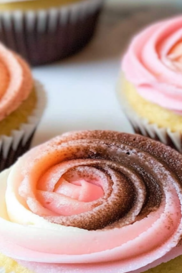 Neapolitan Cupcakes with Tri-Color Swirl Recipe
