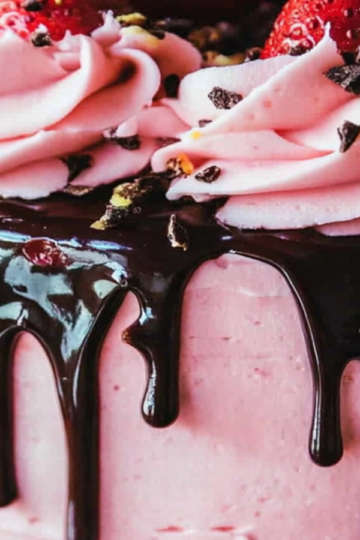 Neapolitan Drip Cake with Strawberry Glaze