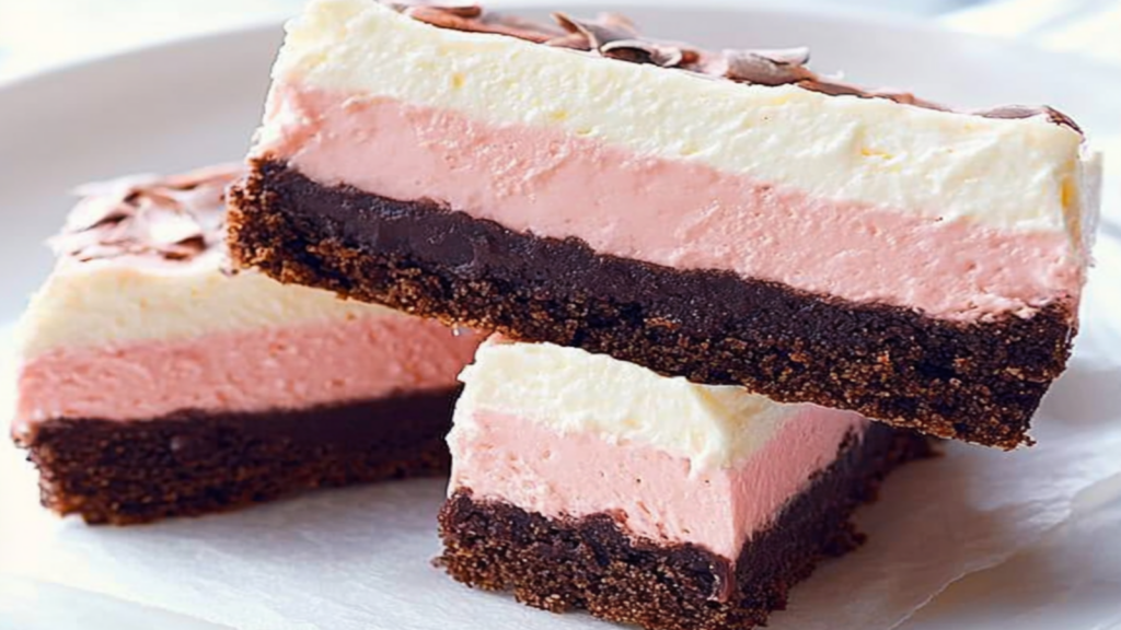 No-Bake Neapolitan Cheesecake Bars Recipe