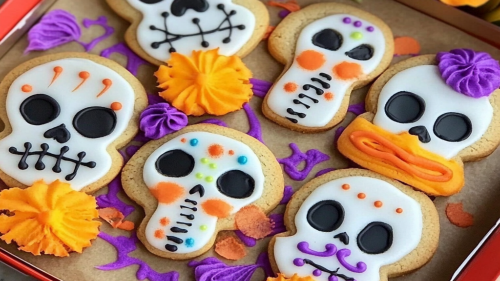 Pastel Halloween Skeleton Sugar Skulls Cookies