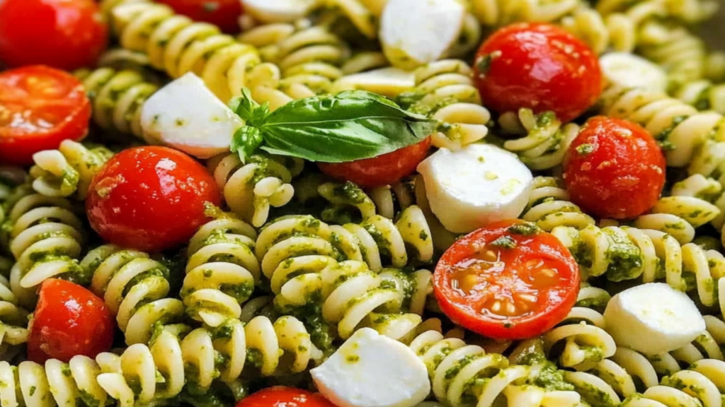 Pesto Pasta Salad with Cherry Tomatoes Delight