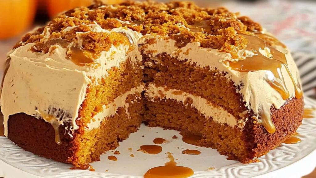 Pumpkin Spice Cake with Caramel Drizzle Recipe