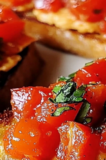 Roasted Red Pepper and Hummus Bruschetta
