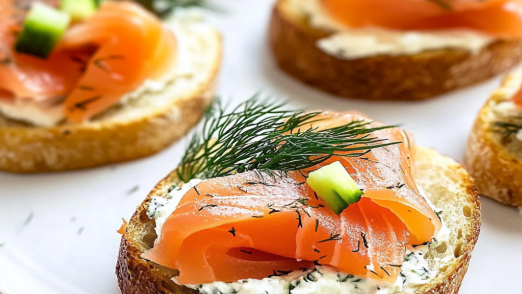 Smoked Salmon and Dill Bruschetta Appetizer