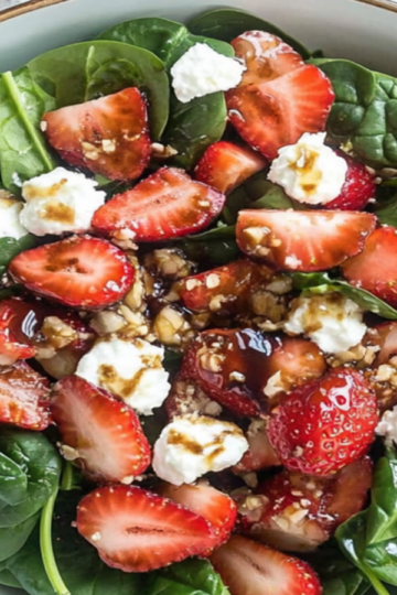 Refreshing Strawberry Spinach Summer Salad with Balsamic Glaze