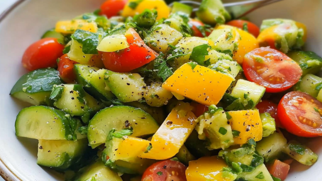 Refreshing Tomato Cucumber Avocado Summer Salad Recipe