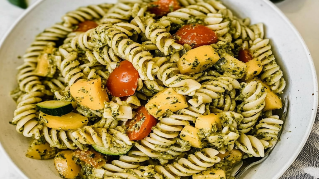 Wholesome Whole Grain Pasta with Pesto & Veggies Delight