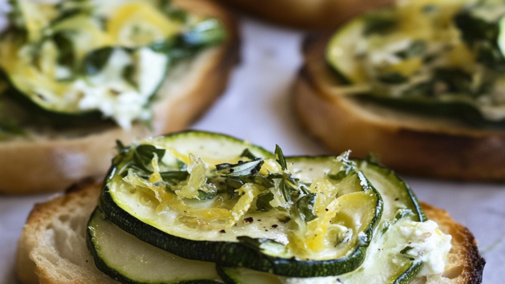 Zucchini and Lemon Zest Bruschetta Appetizer