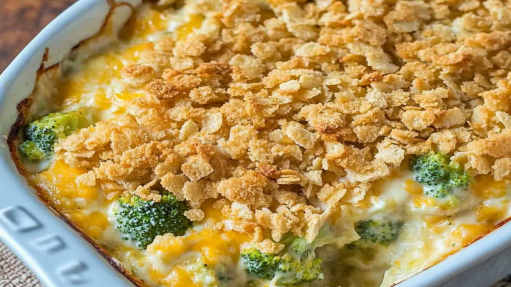 Broccoli Cheese Casserole with Ritz Topping