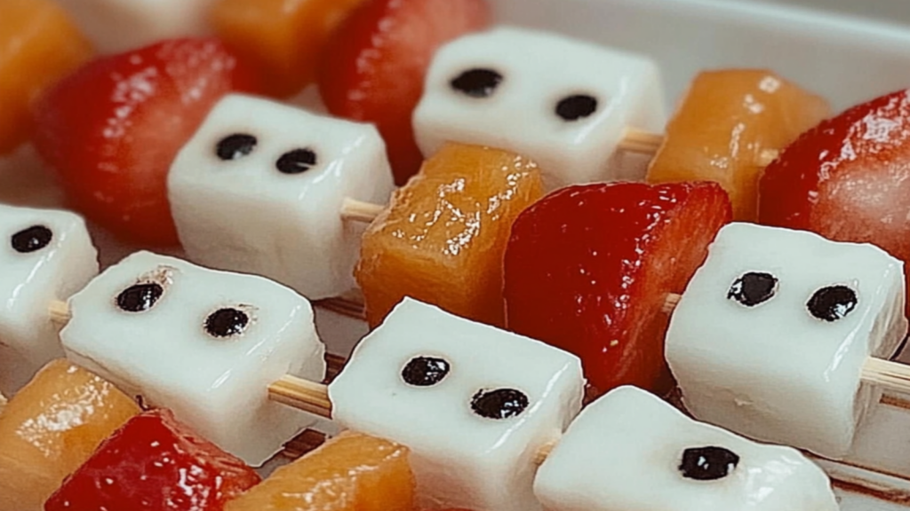 Spooktacular Ghost Fruit Skewers for Halloween Fun