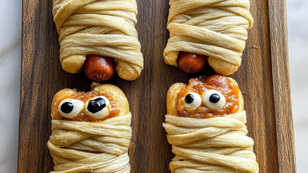 Spooky Halloween Mummy Hotdogs (Saucisses Végétales) Recipe