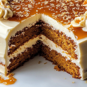 Pumpkin Cake with Caramel Cream Cheese Frosting