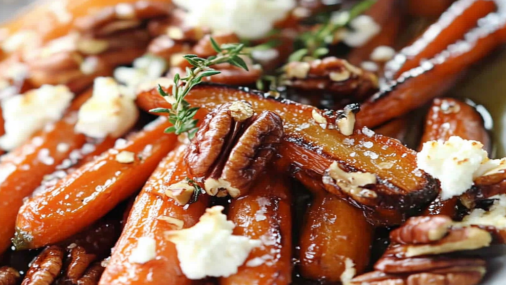 Roasted Carrots with Candied Pecans & Goat Cheese