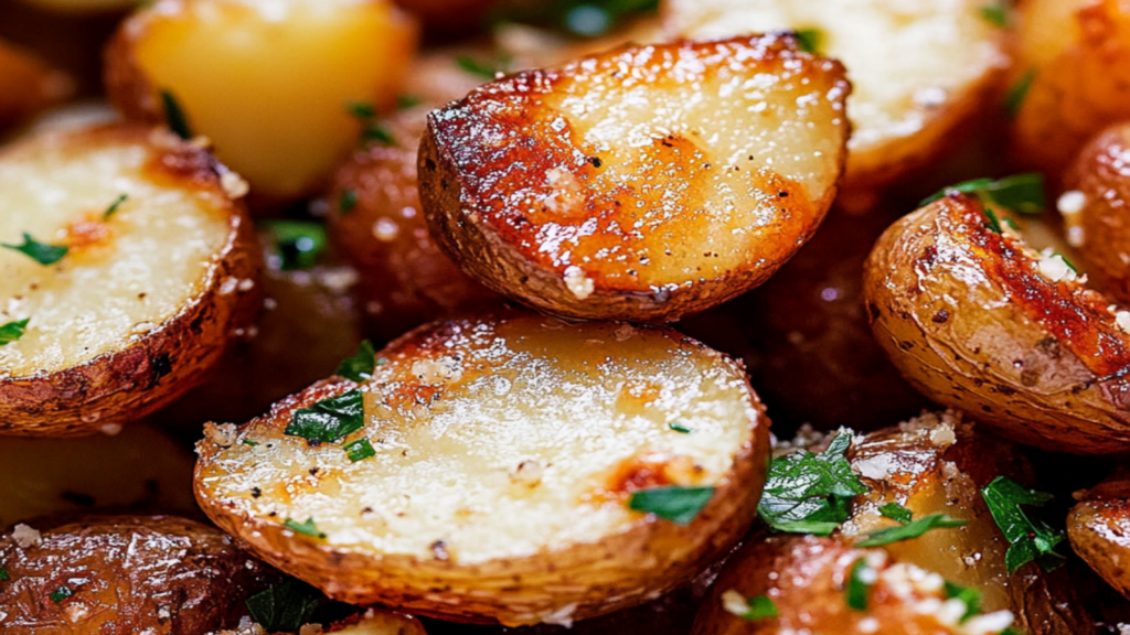 Roasted Garlic Butter Parmesan Potatoes Recipe