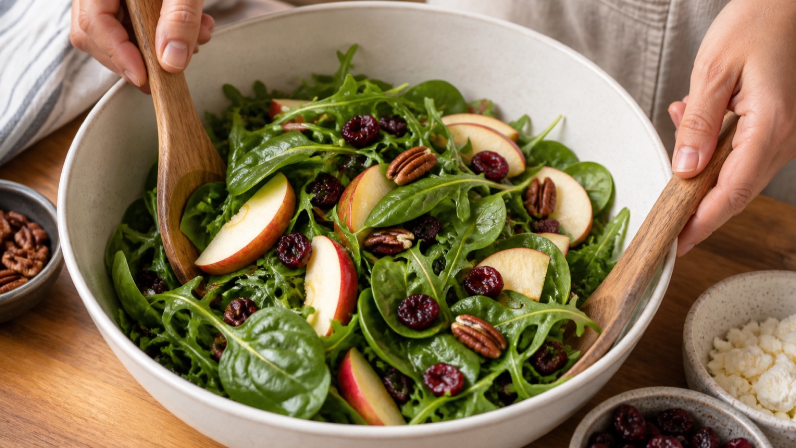 Preparation step for Autumn Harvest Honeycrisp Apple and Feta Salad Delight