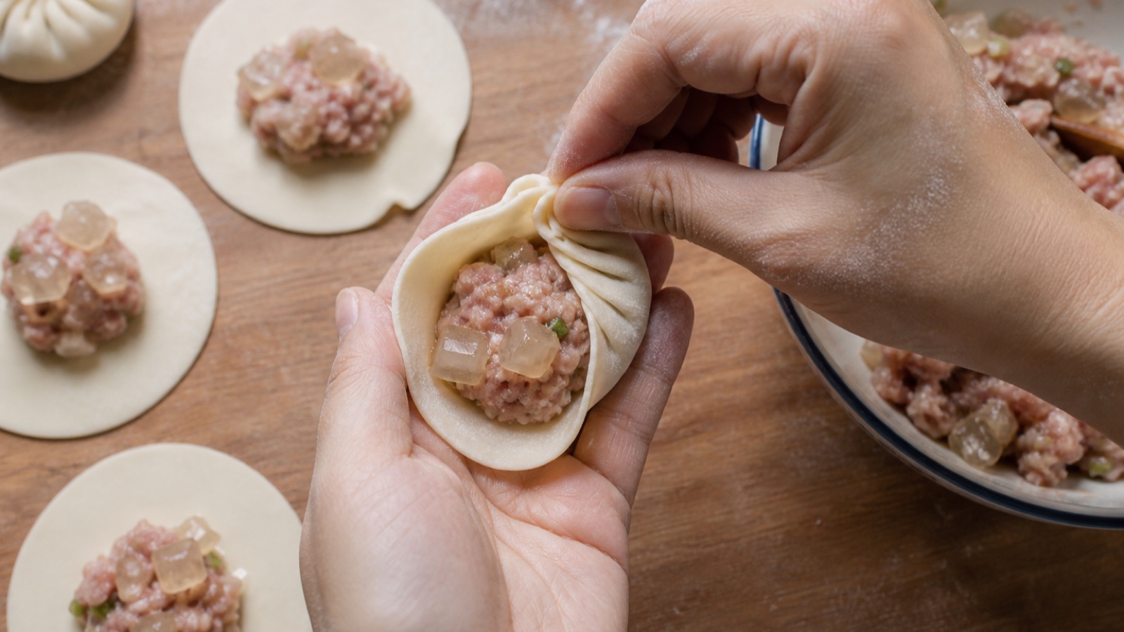 Preparation step for Homemade Soup Dumplings (Xiao Long Bao) Recipe